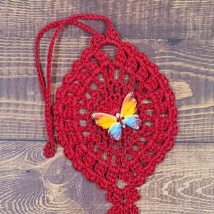 Watercolor Rainbow Butterfly on Red