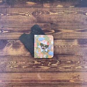 Pink Floral & Leaves Moth Enamel Pin