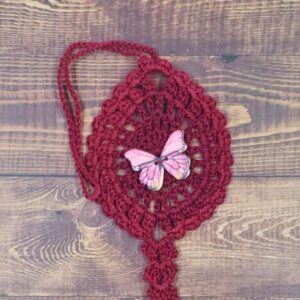 Pink Butterfly on Burgundy