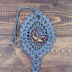 Magenta and Black Butterfly on Gray