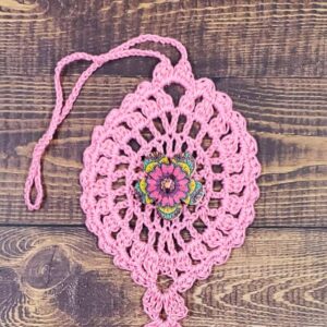 Magenta and Geometric Flower on Pastel Pink