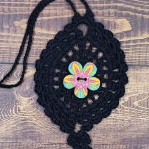 Magenta and Leaves Flower on Black