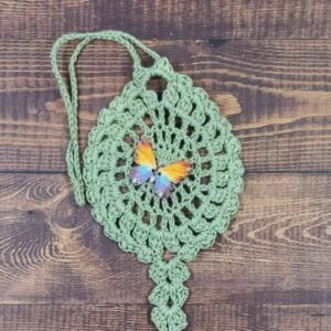 Watercolor Rainbow Butterfly on Sage Green