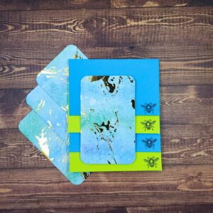 Blue & Green Watercolor with Metallic Accents