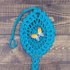 Watercolor Rainbow Butterfly on Teal