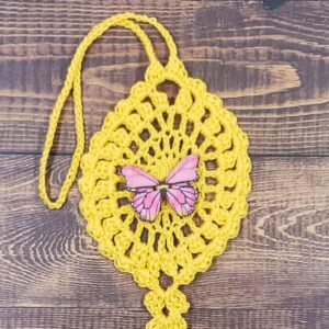 Pink Butterfly on Yellow Flutter Charm