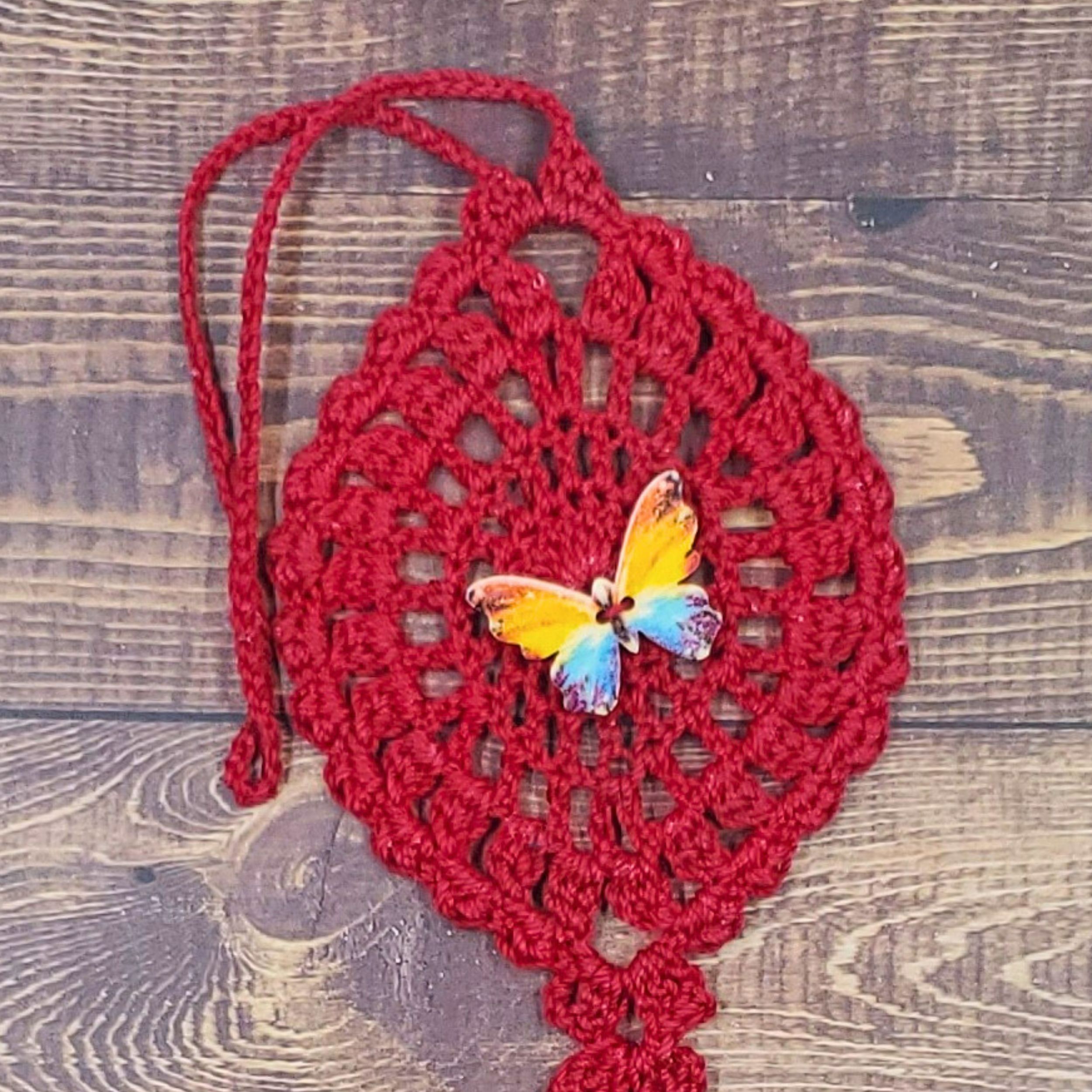 Watercolor Rainbow Butterfly on Red Flutter Charm