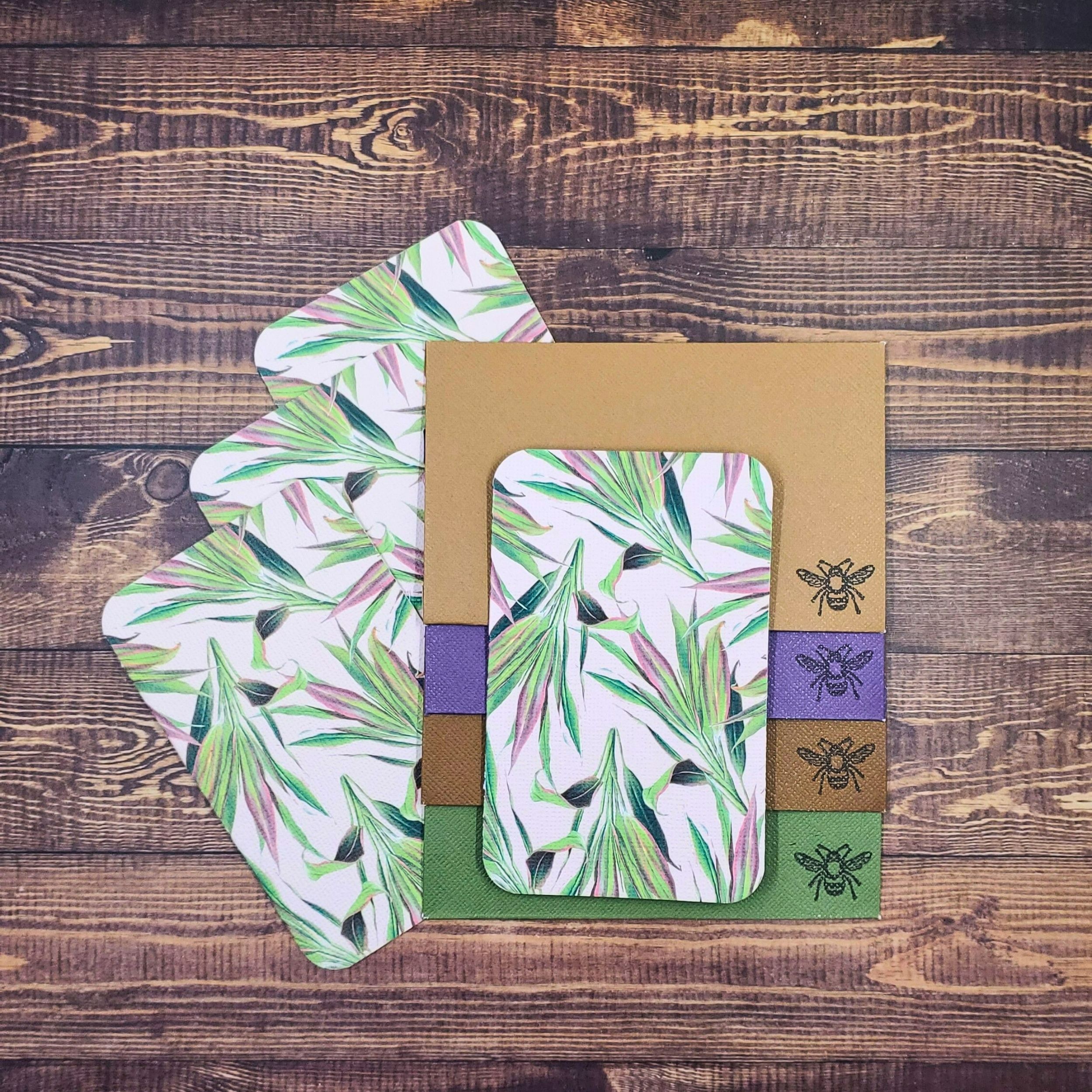 Tropical Foliage Design Handmade Card & Envelope Set