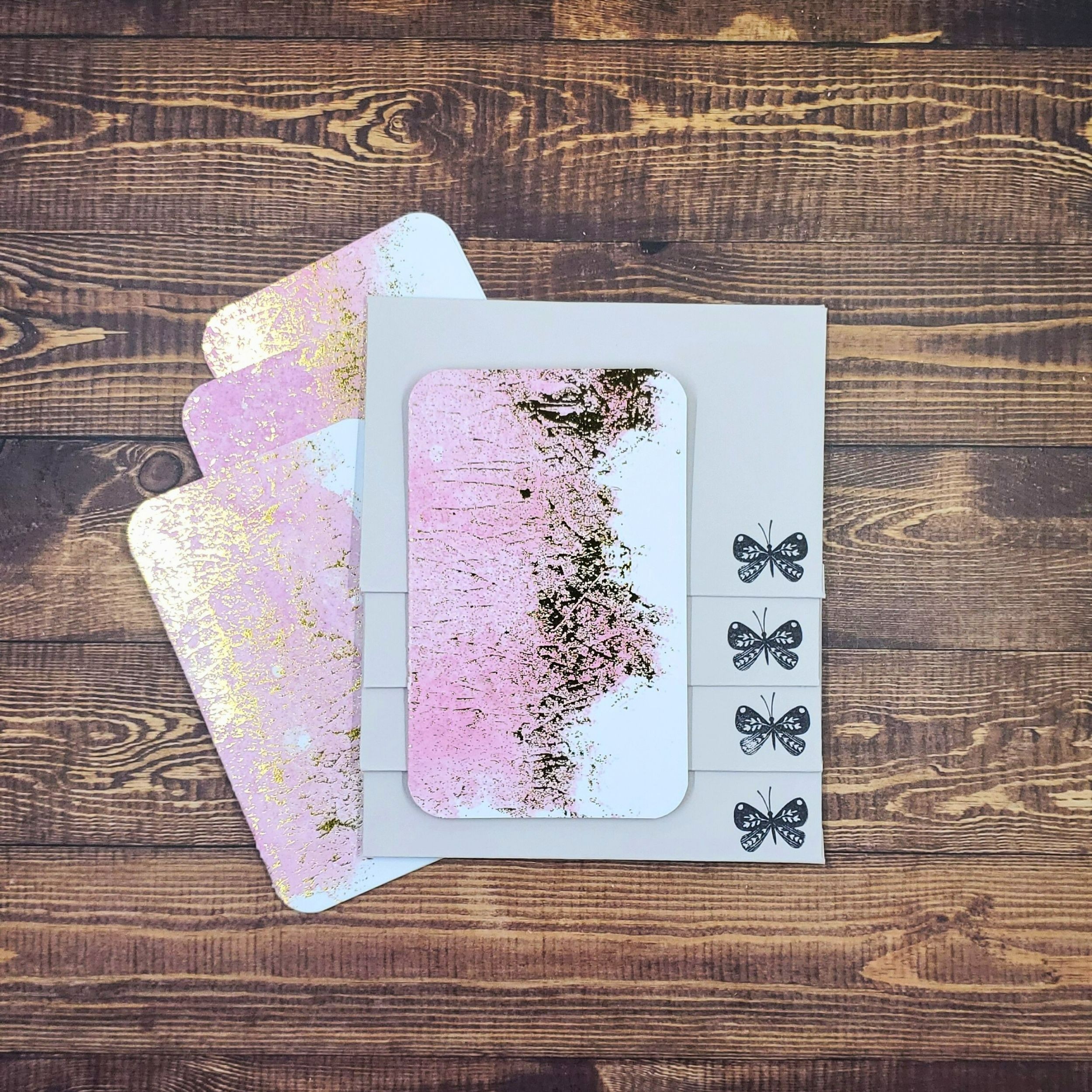 Pink with Metallic Accents Design Handmade Card & Envelope Set