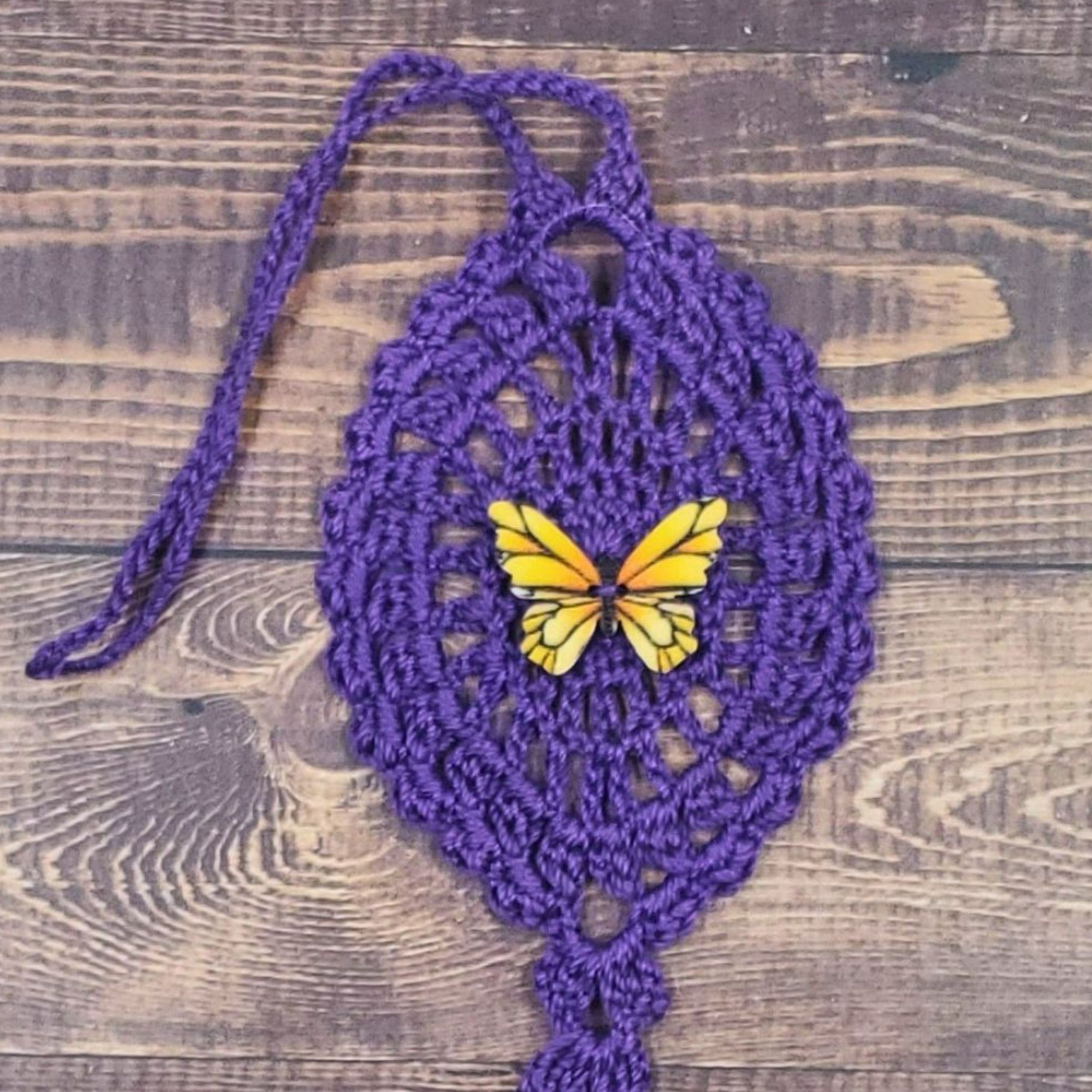 Yellow Butterfly on Purple Flutter Charm