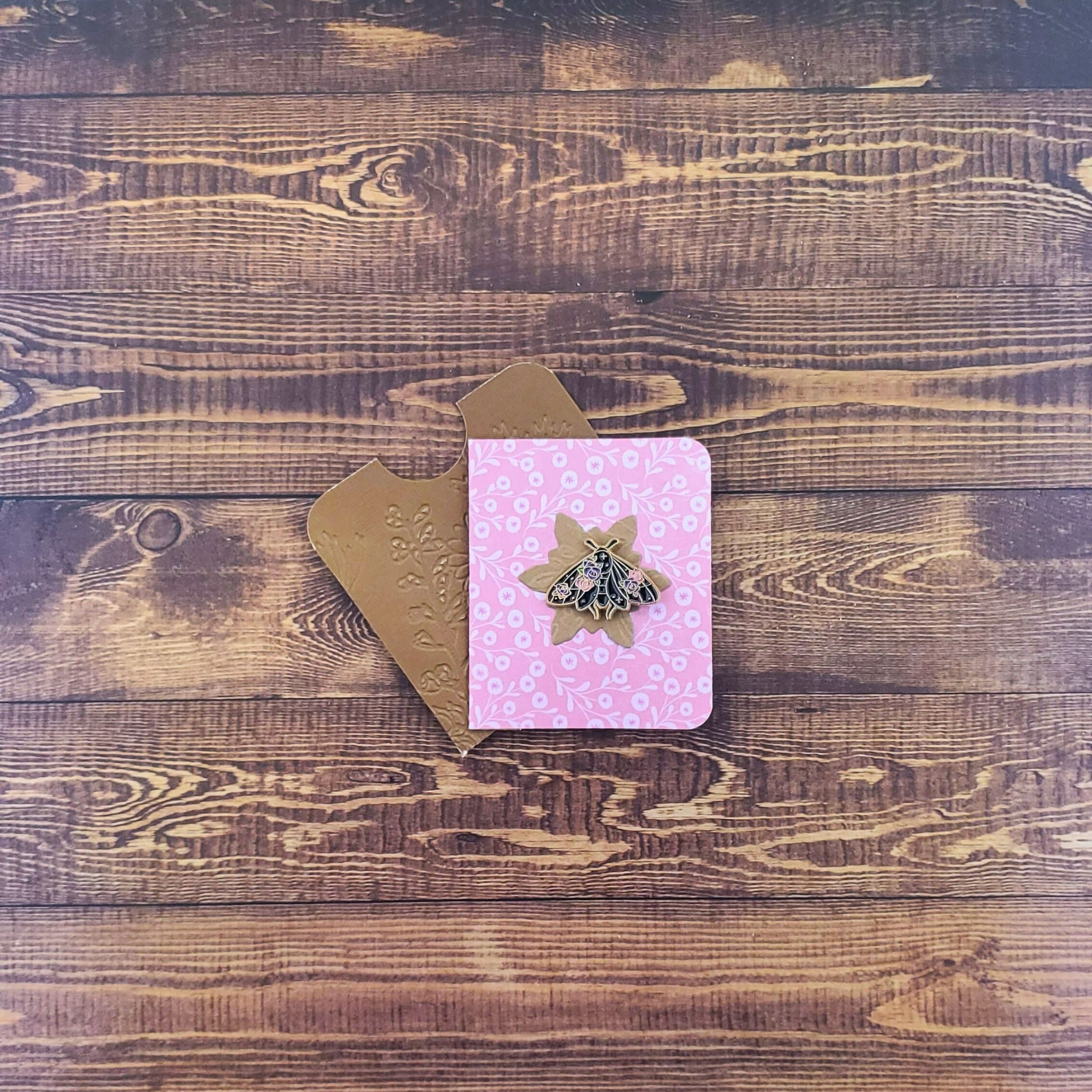 Pink & Purple Roses Moth Enamel Pin