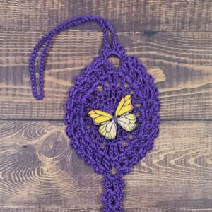 Yellow Butterfly on Purple Flutter Charm