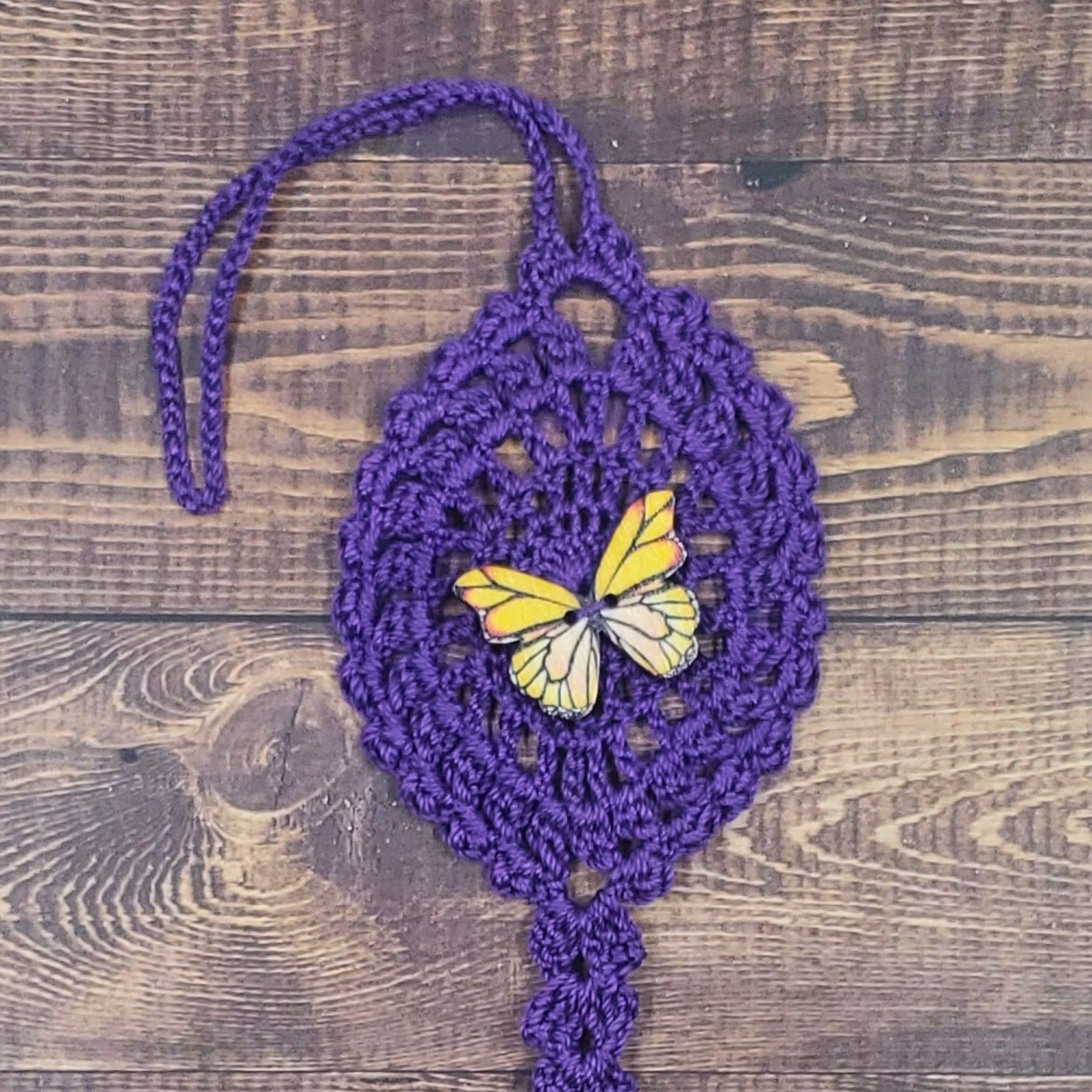 Yellow Butterfly on Purple Flutter Charm