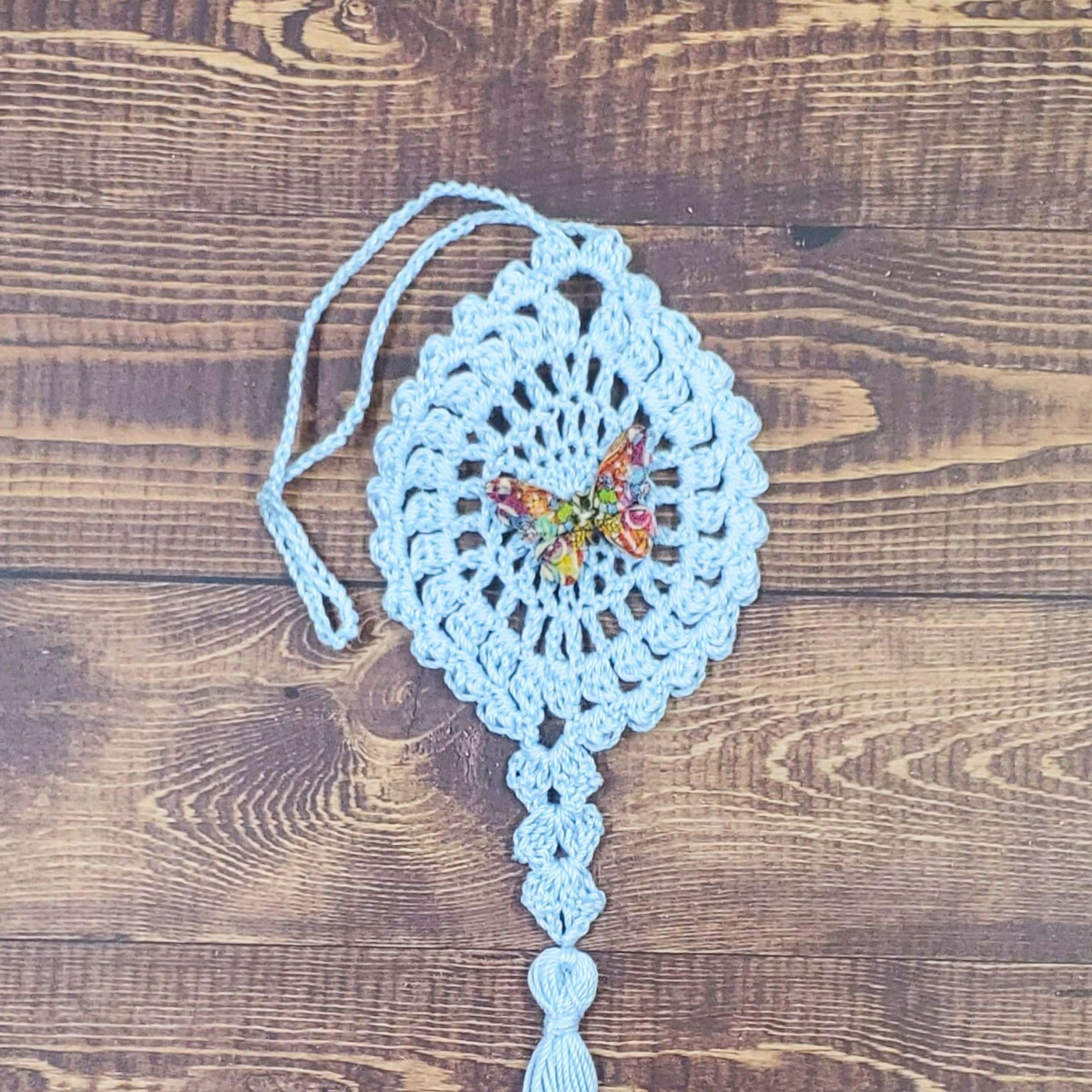 Kaleidoscope Butterfly on Pastel Blue Flutter Charm
