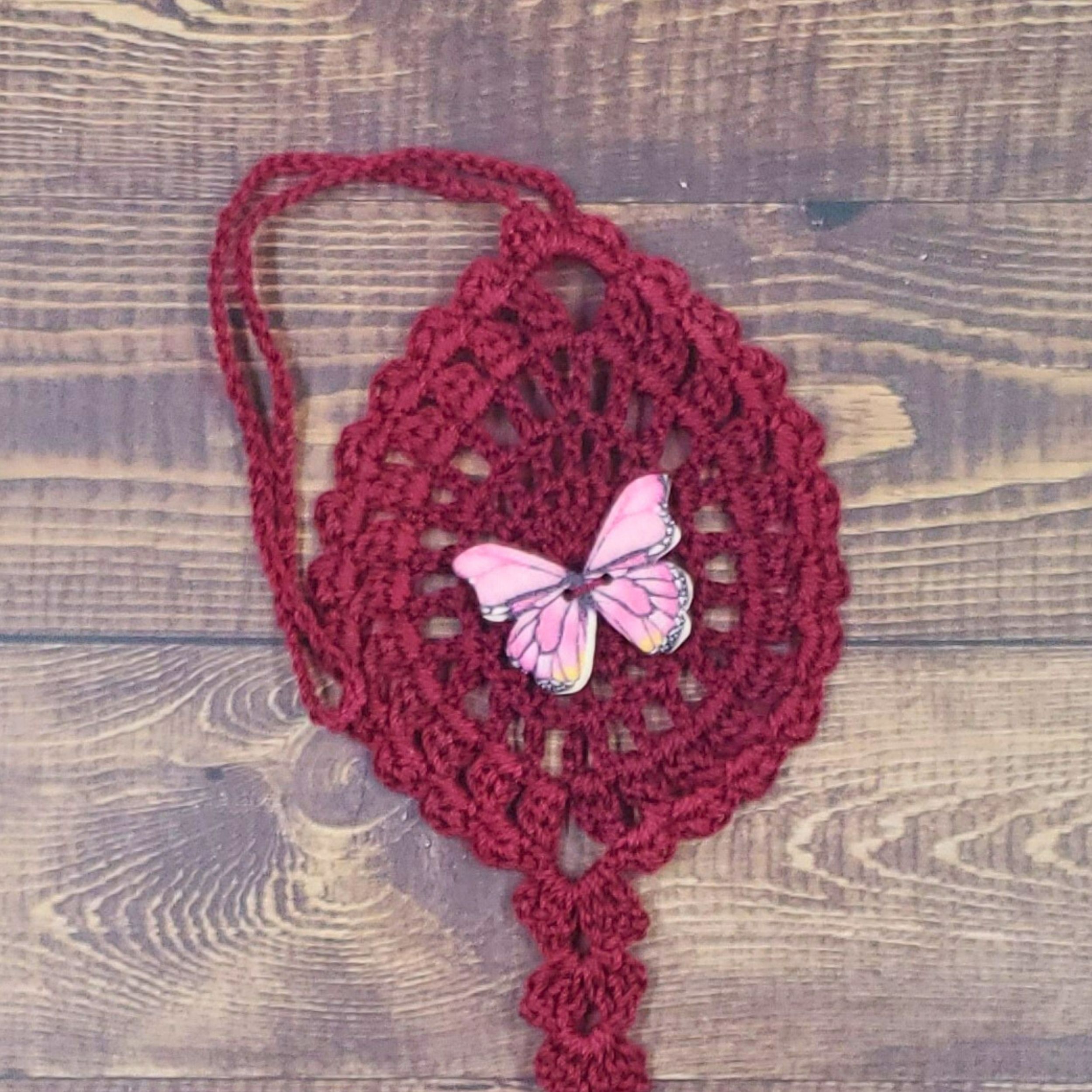 Pink Butterfly on Burgundy Flutter Charm