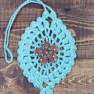 Geometric V Flower on Pastel Teal Bloom Charm