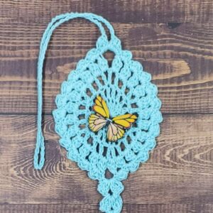 Yellow Butterfly on Pastel Teal Flutter Charm
