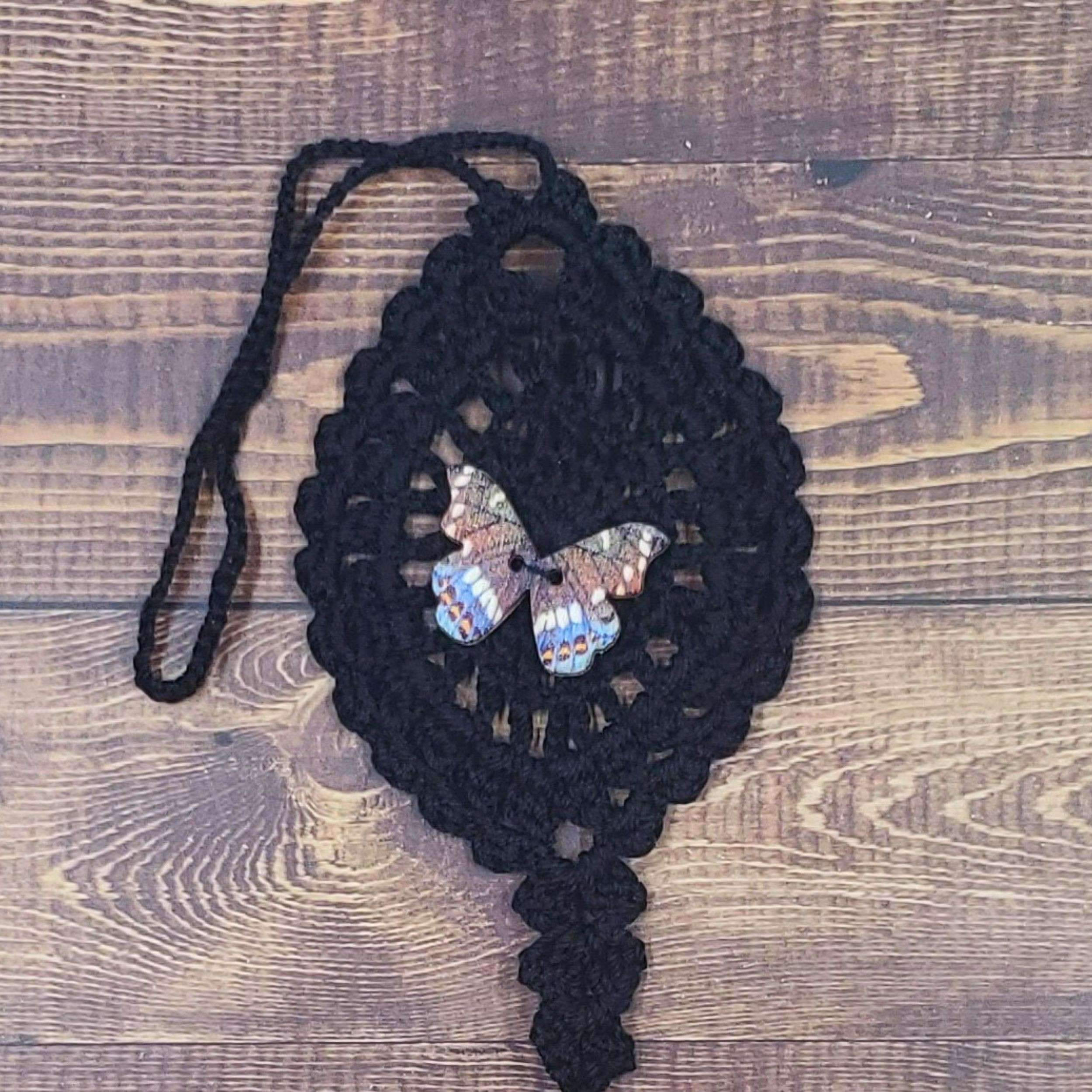 Woodland Butterfly on Black Flutter Charm