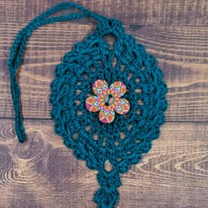 Southwest Pink Flower on Peacock Green Bloom Charm