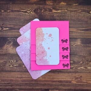 Pink & Purple Watercolor Splatter Design Handmade Card & Envelope Set