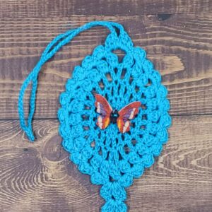 Red Multicolor Butterfly on Turquoise Flutter Charm