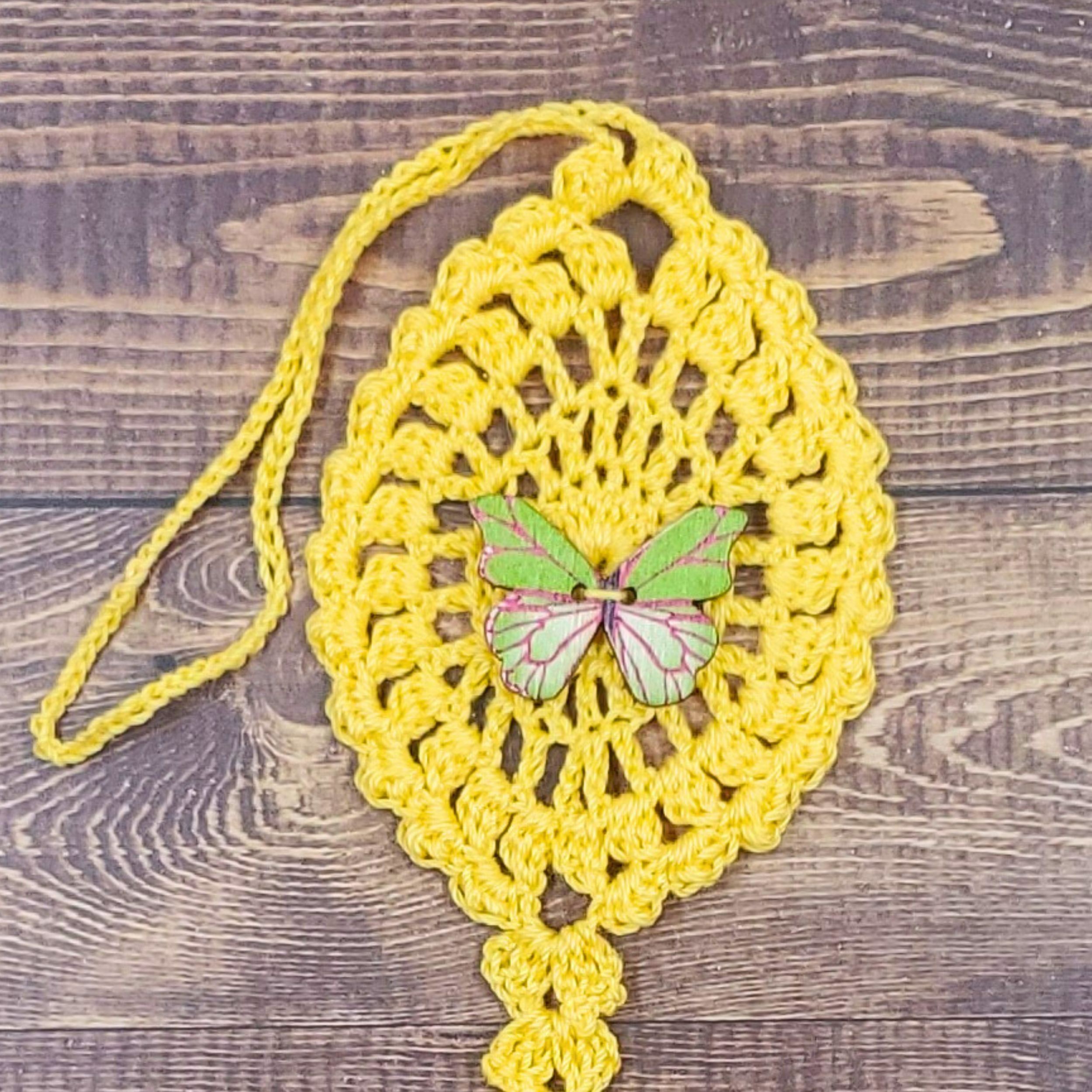 Green and Pink Butterfly on Yellow Flutter Charm