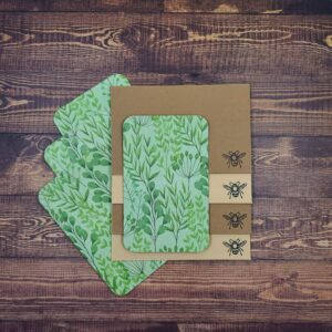 Green Leaves Design Handmade Card & Envelope Set