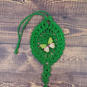 Green and Pink Butterfly on Green Flutter Charm