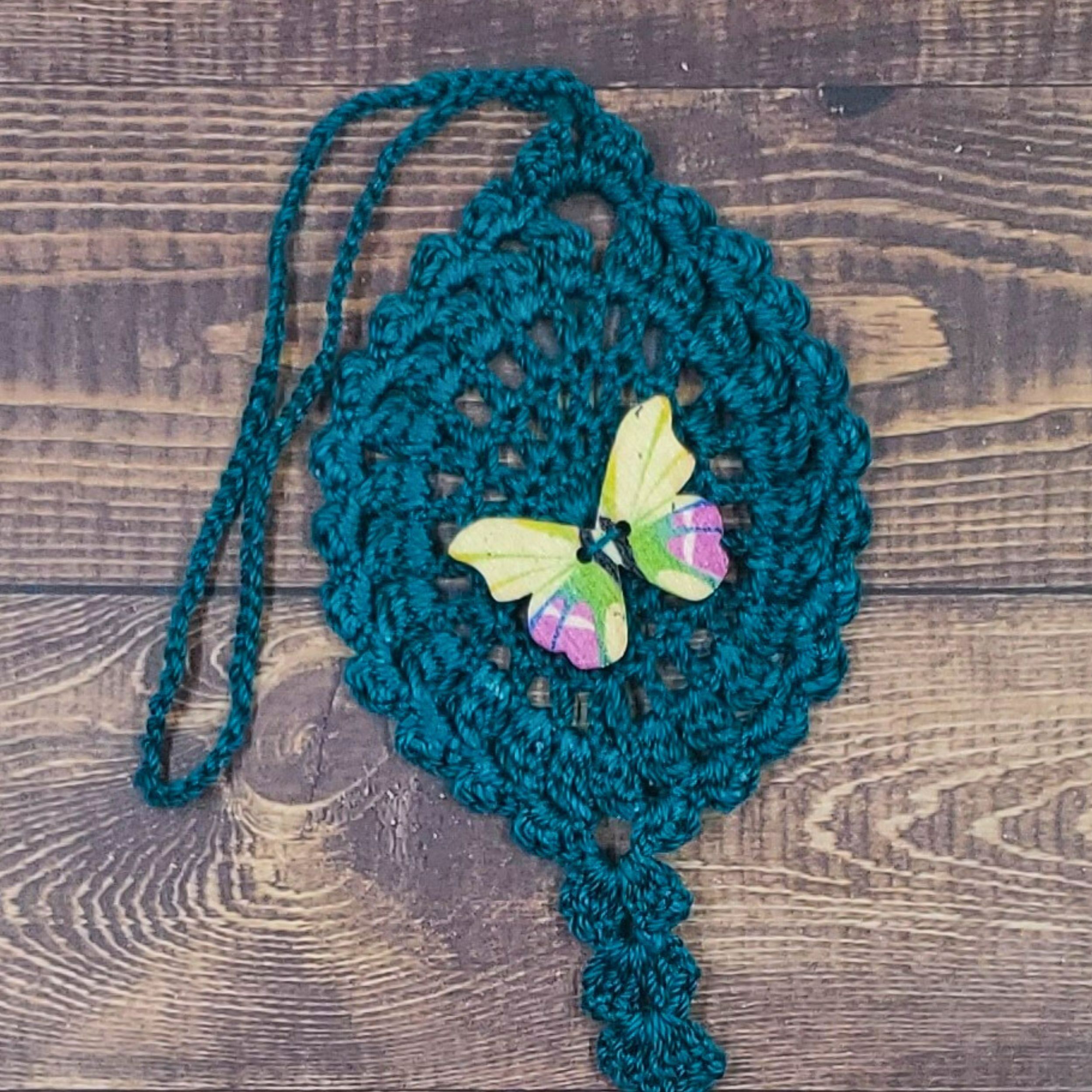 Lime and Magenta Butterfly on Peacock Green Flutter Charm