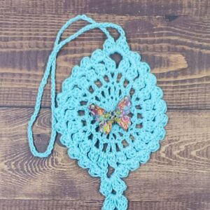 Mosaic Butterfly on Pastel Teal Flutter Charm