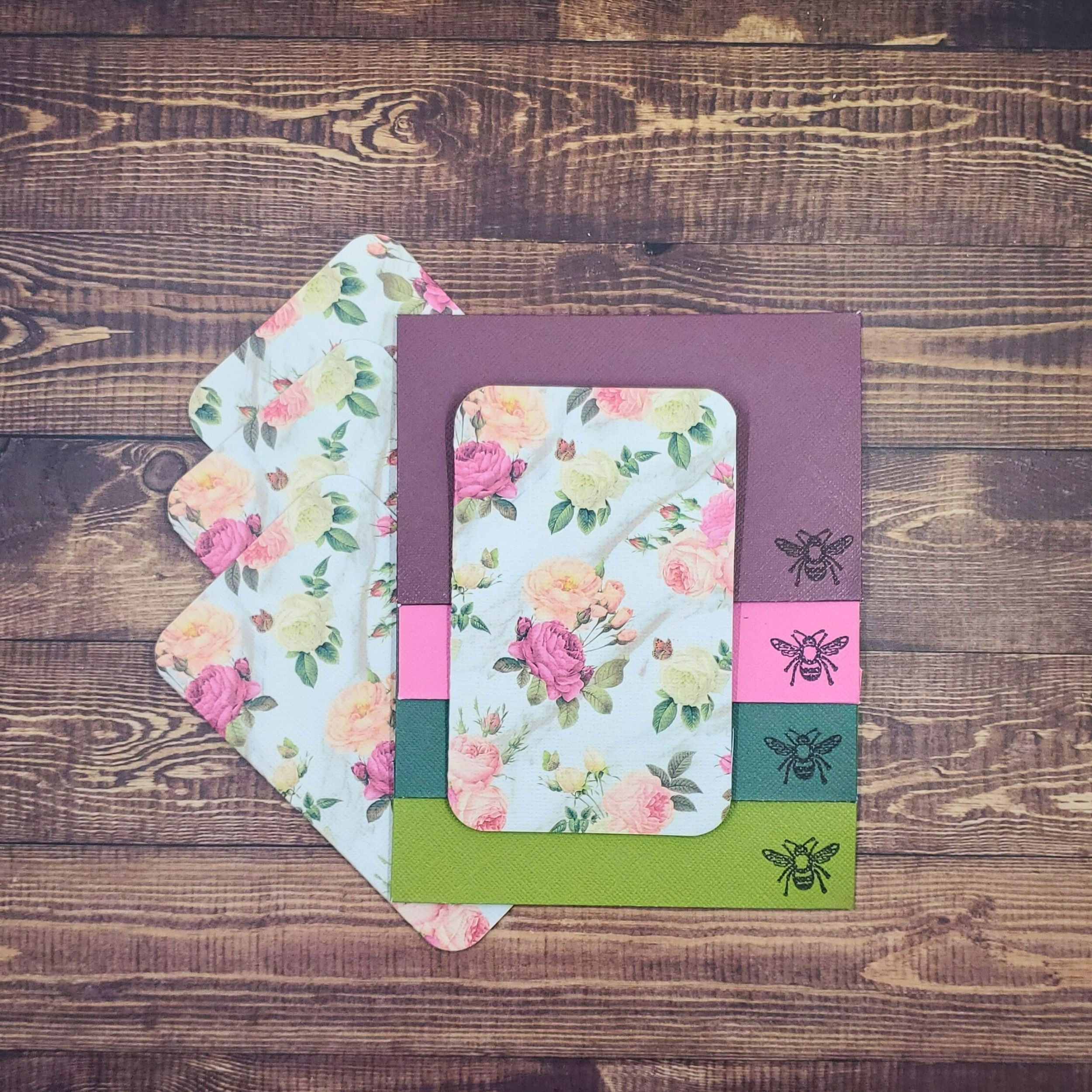 Roses Design Handmade Card & Envelope Set