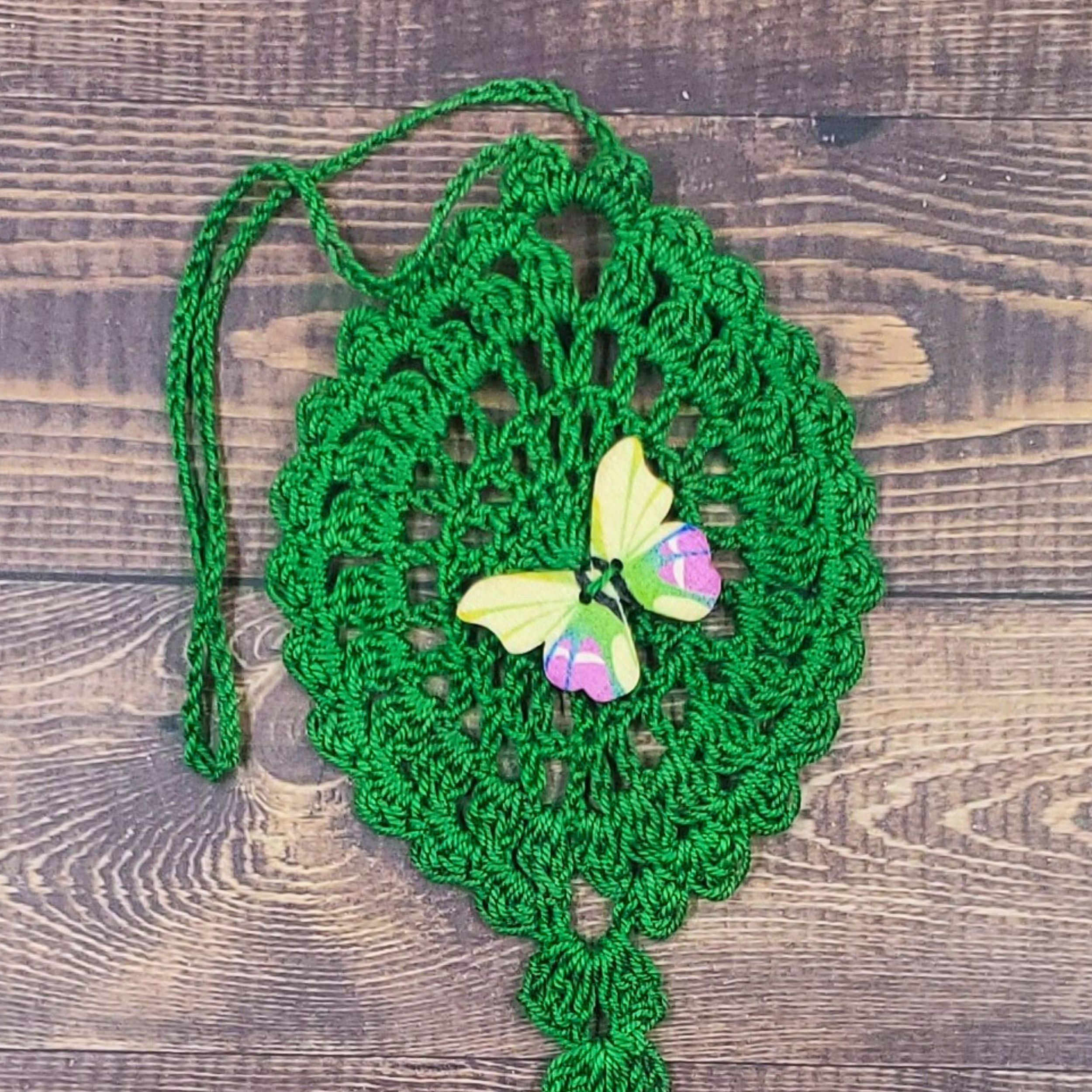 Lime and Magenta Butterfly on Green Flutter Charm