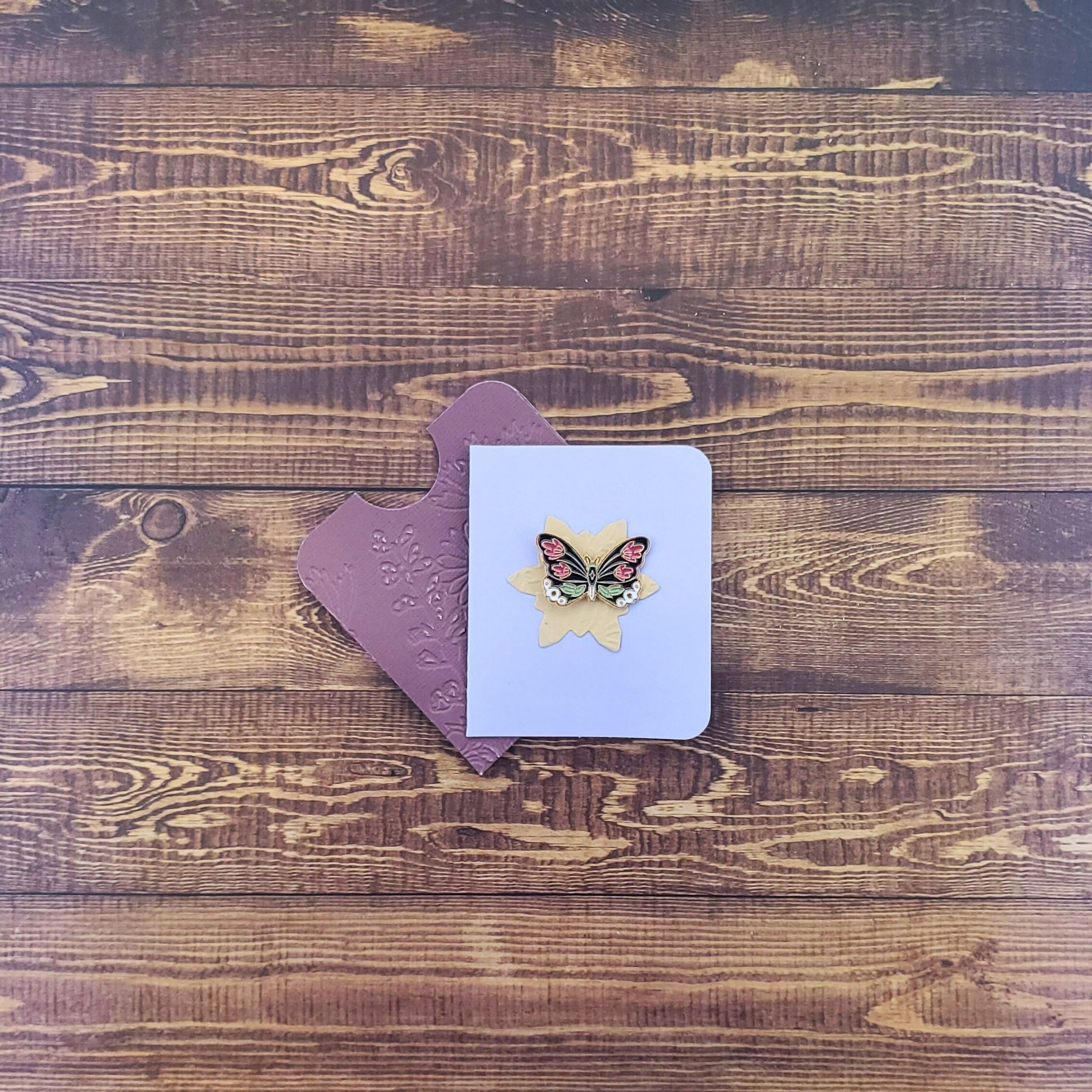 Floral & Black Butterfly Enamel Pin