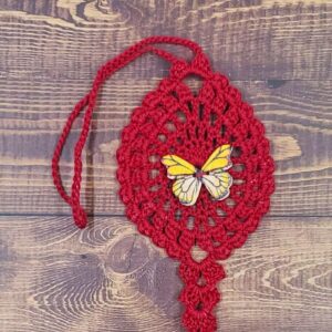 Yellow Butterfly on Red Flutter Charm