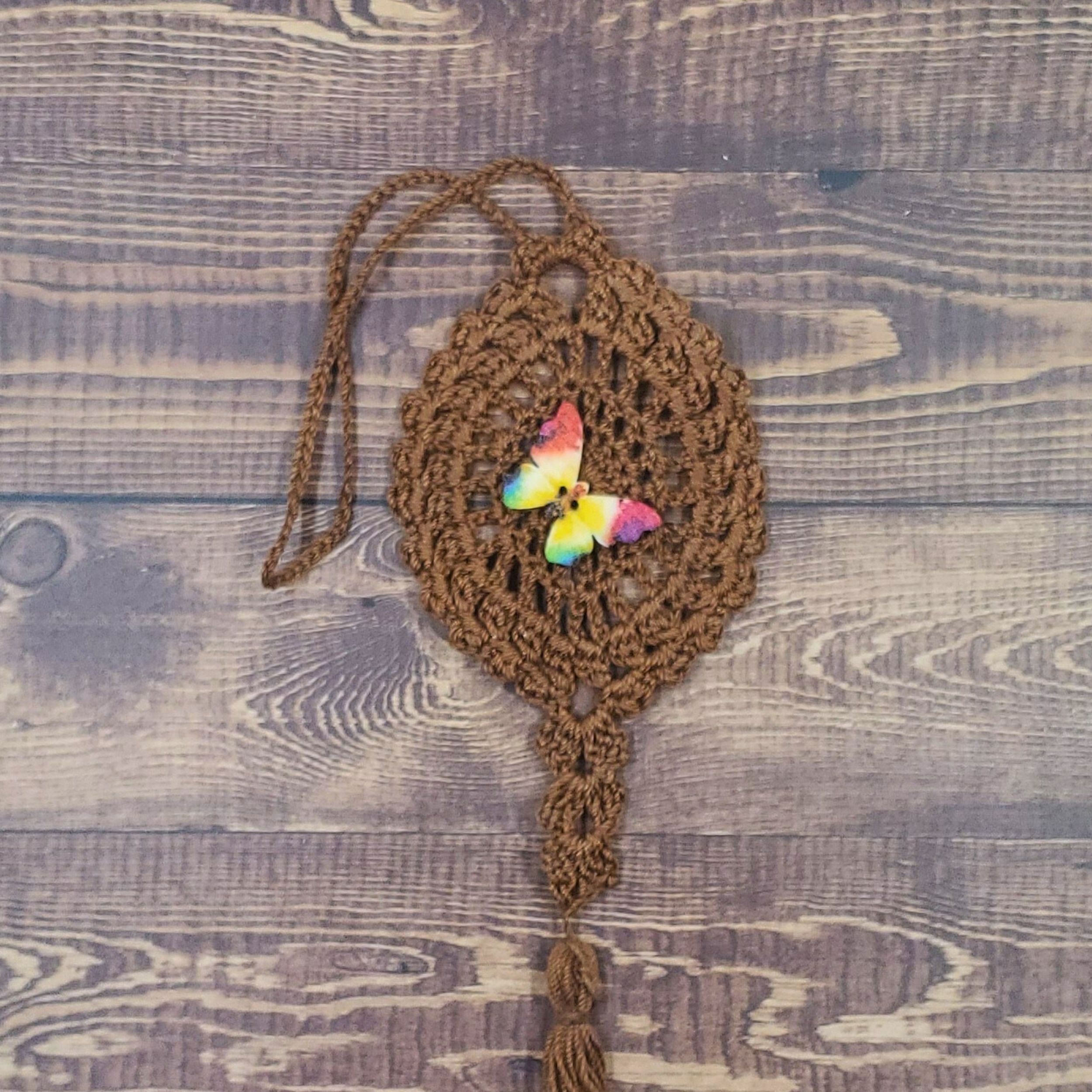 Rainbow Butterfly on Cocoa Flutter Charm