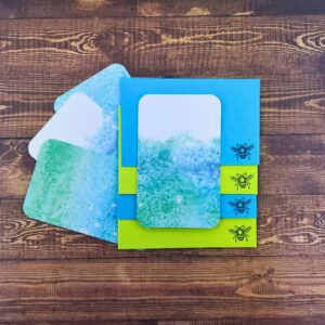 Blue & Green Watercolor Design Handmade Card & Envelope Set