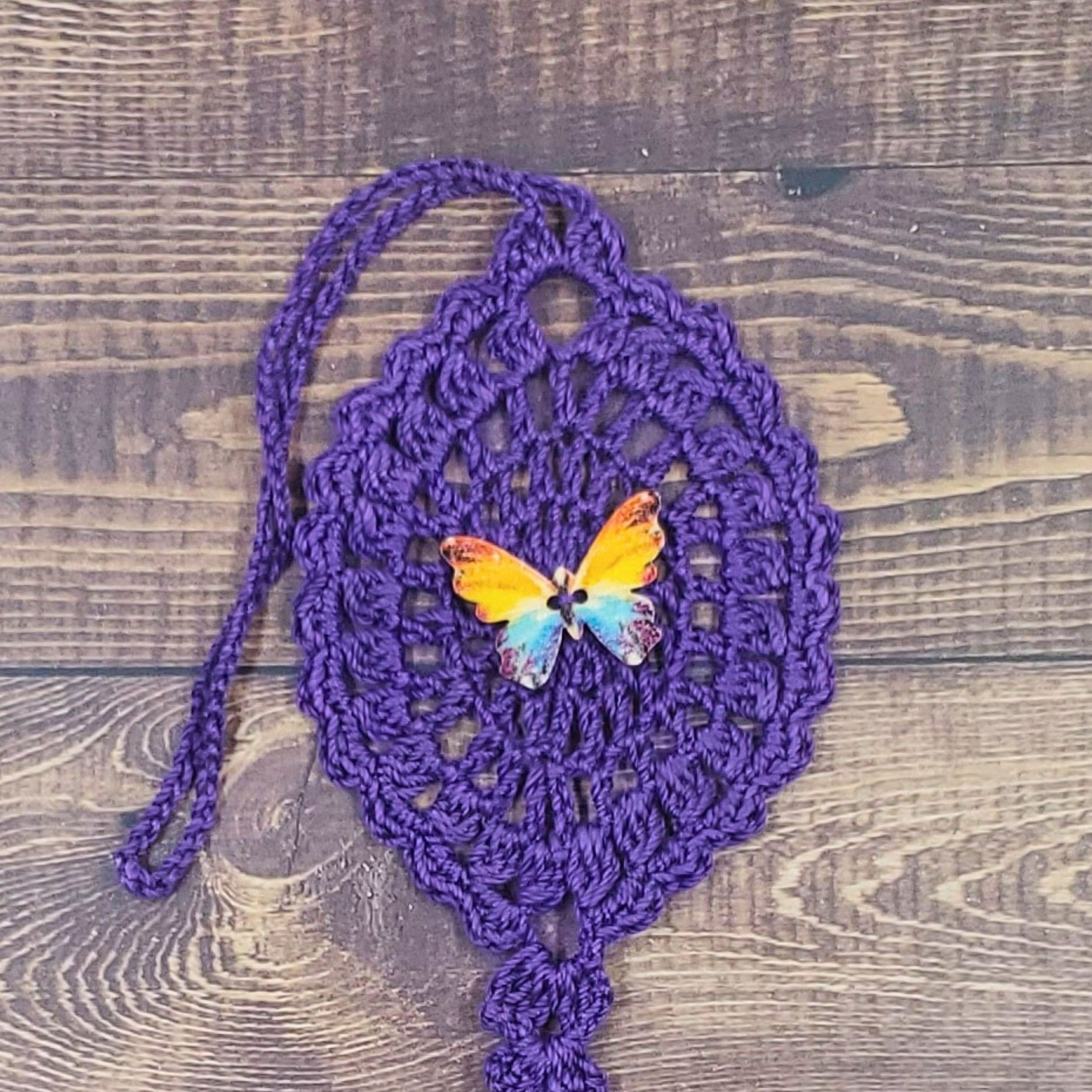 Watercolor Rainbow Butterfly on Purple Flutter Charm