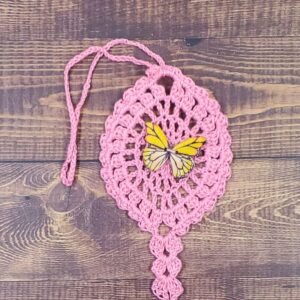 Yellow Butterfly on Pastel Pink Flutter Charm