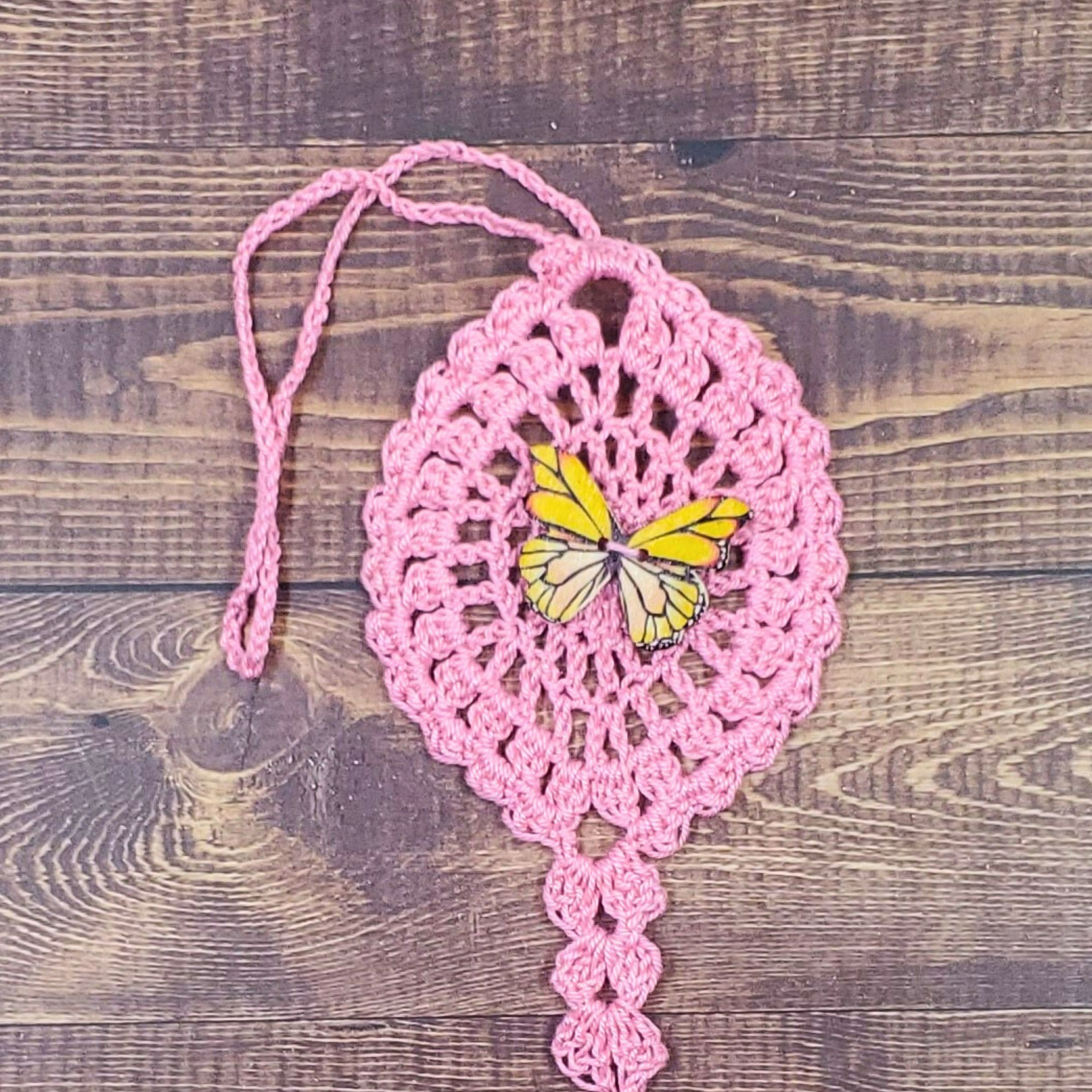 Yellow Butterfly on Pastel Pink Flutter Charm