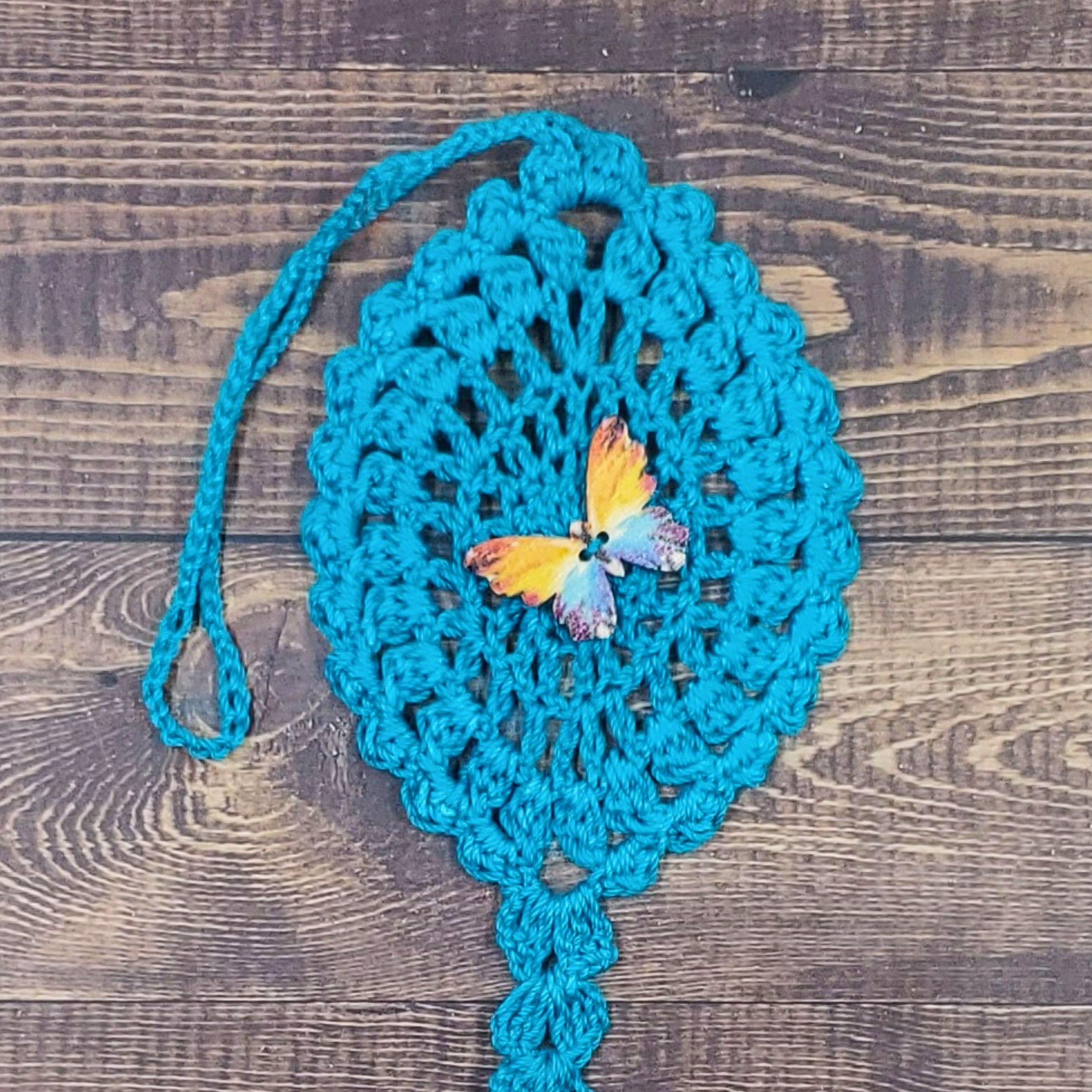 Watercolor Rainbow Butterfly on Teal Flutter Charm