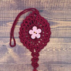 Pink Sunrise Flower on Burgundy Bloom Charm