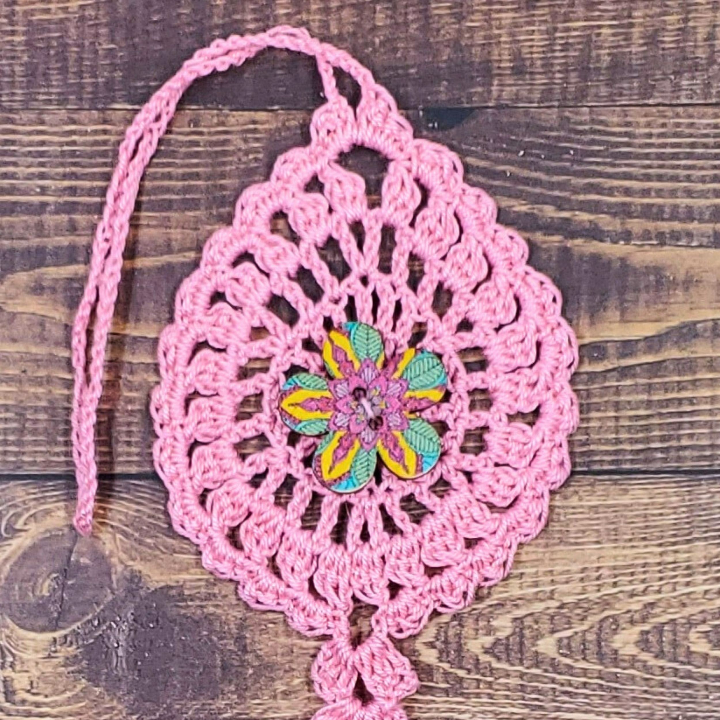 Magenta and Leaves Flower on Pastel Pink Bloom Charm