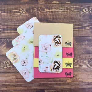 Roses with Metallic Accents Design Handmade Card & Envelope Set