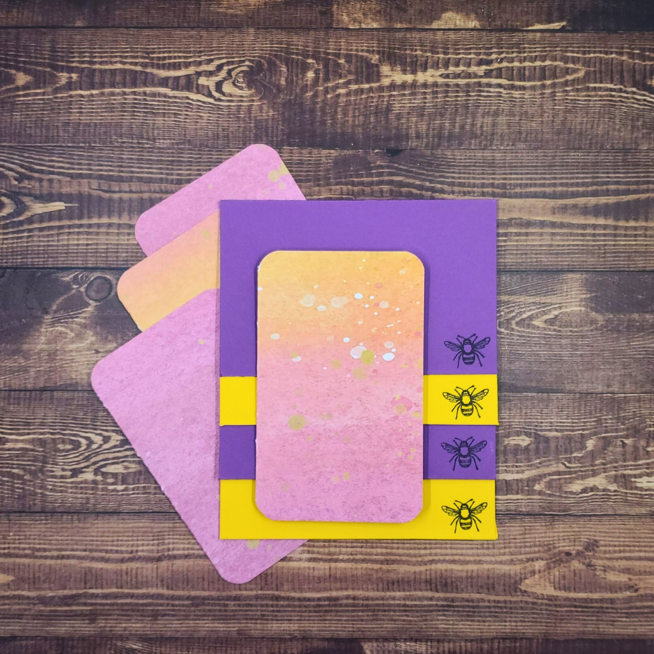 Yellow & Orange Watercolor Design Handmade Card & Envelope Set