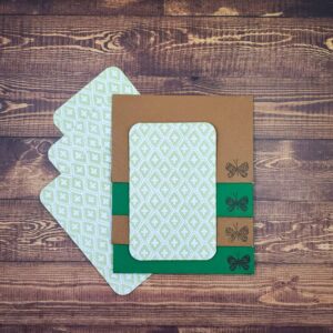 Green Diamonds Design Handmade Card & Envelope Set