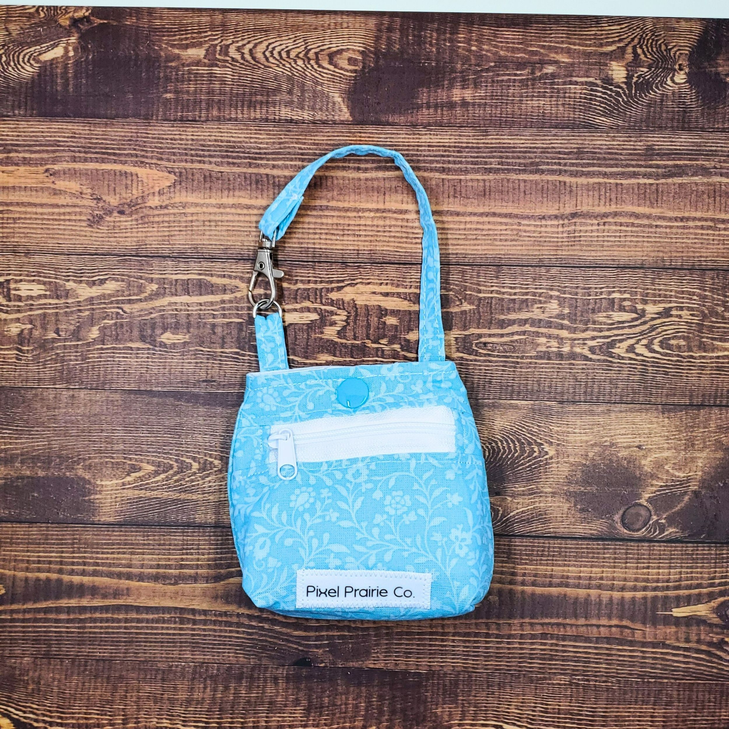 Dainty Blue Floral Tag-Along Pouch