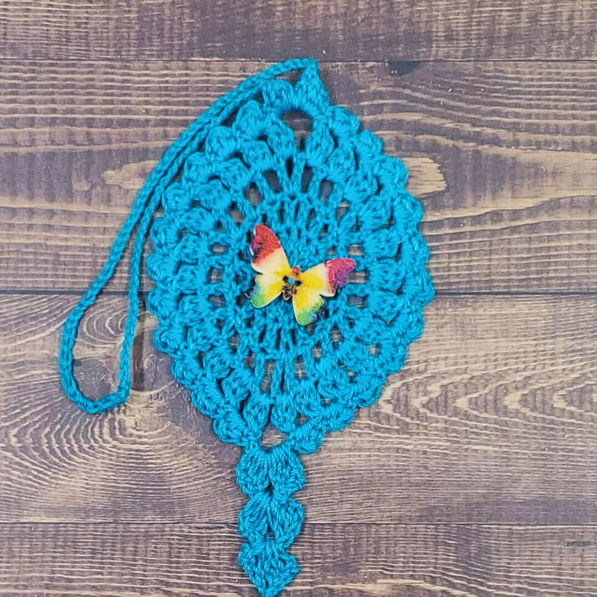Rainbow Butterfly on Teal Flutter Charm