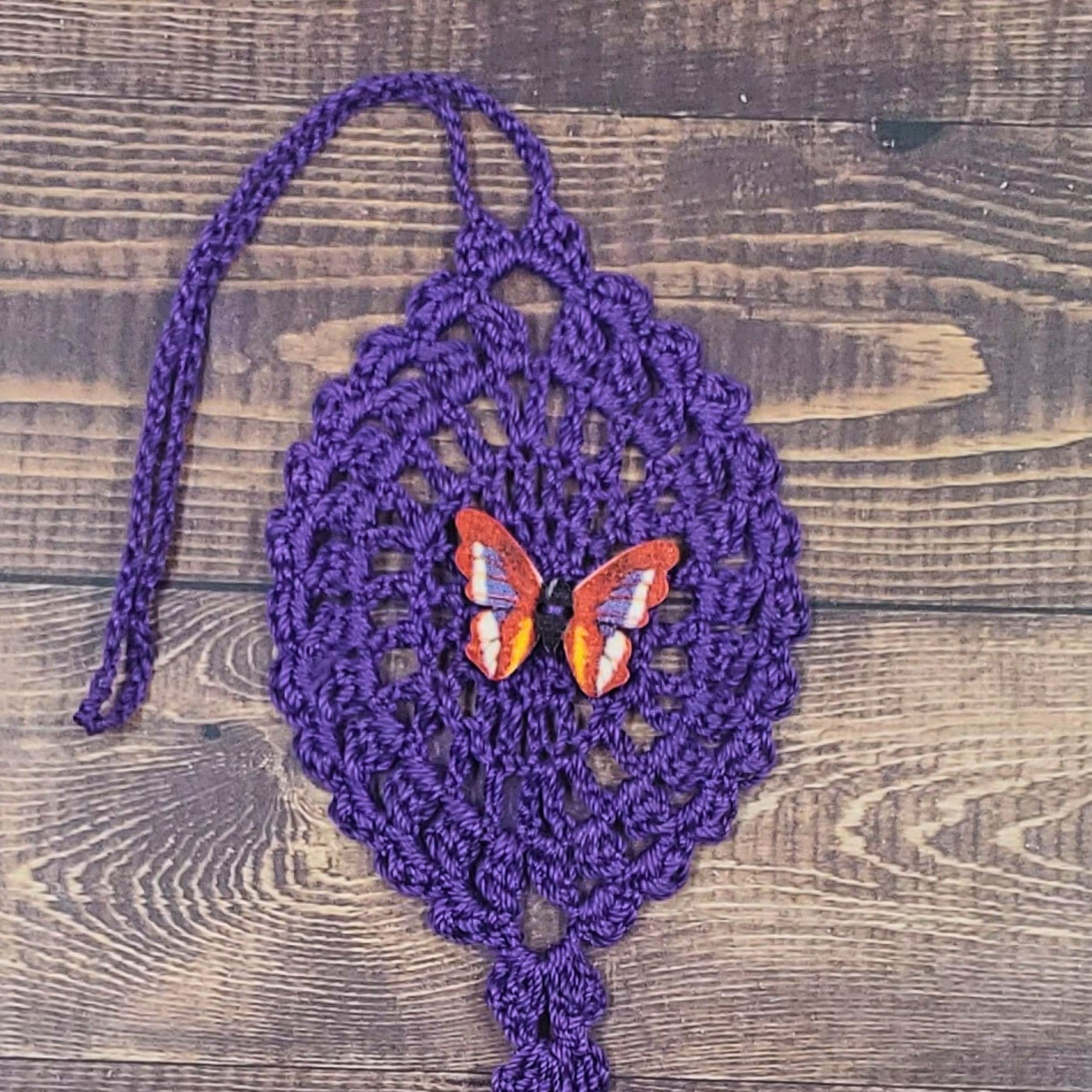 Red Multicolor Butterfly on Purple Flutter Charm