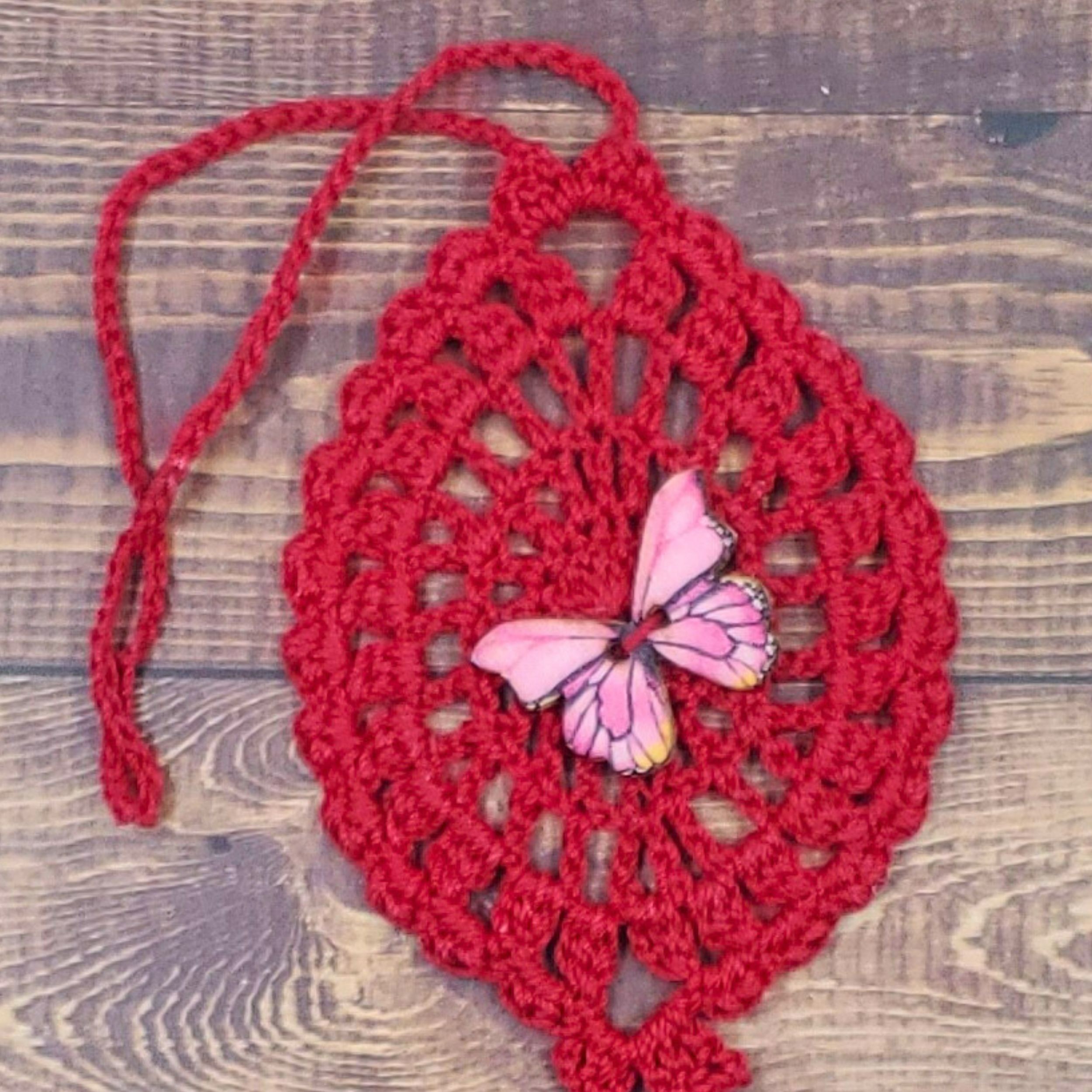 Pink Butterfly on Red Flutter Charm