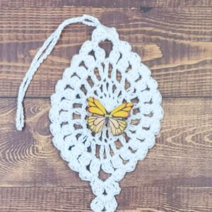 Yellow Butterfly on White Flutter Charm